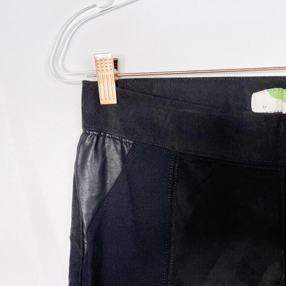 Anthropologie Black Faux Suede Leather Patched Skinny Leg Pants 28 Zip Ankle - Picture 9 of 13